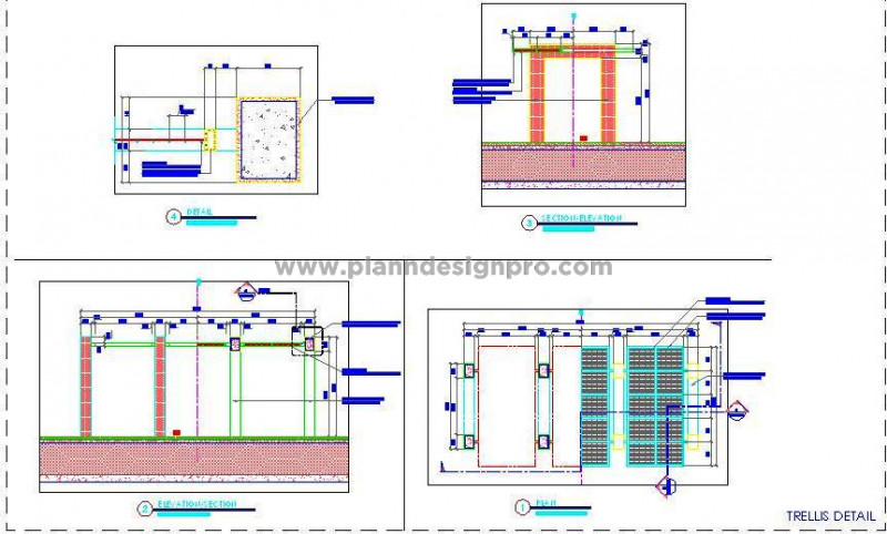 MS Frame Trellis DWG- Ideal for Terrace and Garden Spaces